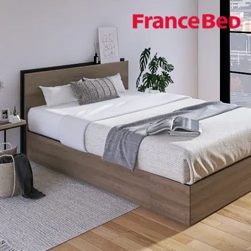 [ベッド ダブル] フランスベッド 幅154cm 収納付き すのこ マットレス付き 棚付き コンセント付き 引き出し付き 防ダニ 抗菌 防臭 日本国産 シンプル 北欧風 ナチュラル スマート アーバン 低ホルムアルデヒド
