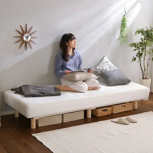 セミシングルベッド すのこベッド マットレスベッド 脚付き 天然木使用 頑丈 ダークブラウン 幅83cm 長さ197cm ネイビー ネイビー ブラウン ホワイト