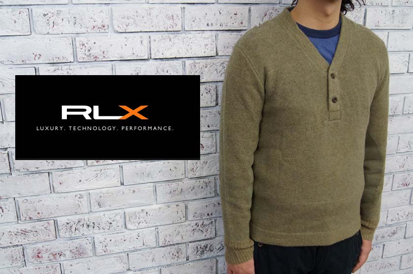 RLX　　ラルフローレン RLX ラム＆メリノ ウール ヘンリーネック ミリタリー セーター