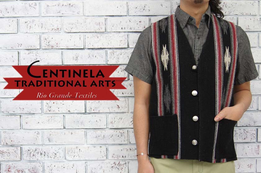 価格 CENTINELA センチネラ チマヨ ウール ラグ ベスト BLACK GRAY RED