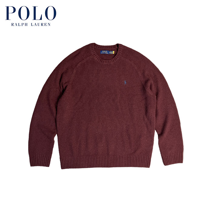 ラルフローレン POLO by Ralph Lauren 羊毛雑ぜ合わせる クルーネックセーター バーガンディ