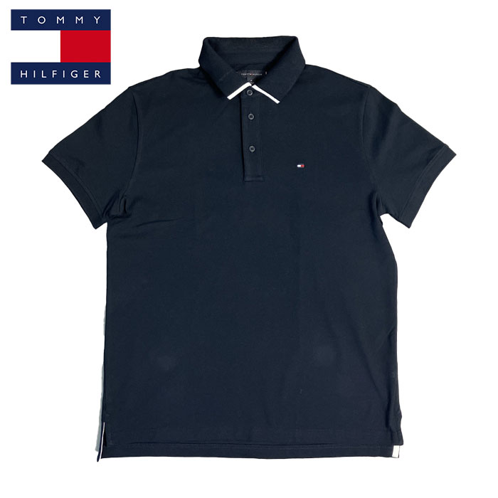 トミーヒルフィガー TOMMY HILFIGER レギュラーフィット カラーロゴ ポロシャツ ネイビー