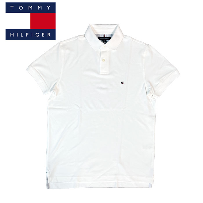 トミーヒルフィガー TOMMY HILFIGER レギュラーフィット ストレッチ ポロシャツ ホワイト