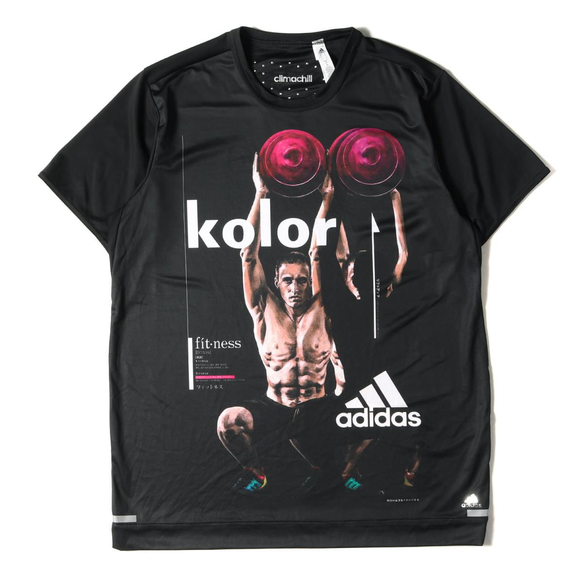 売筋 Kolor カラー Tシャツ Adidas フィットネス イラスト プリント ポリエステル メッシュ Tシャツ ブラック 2xo メンズ K3093 オンラインストア廉価 Www Doctorstci Com