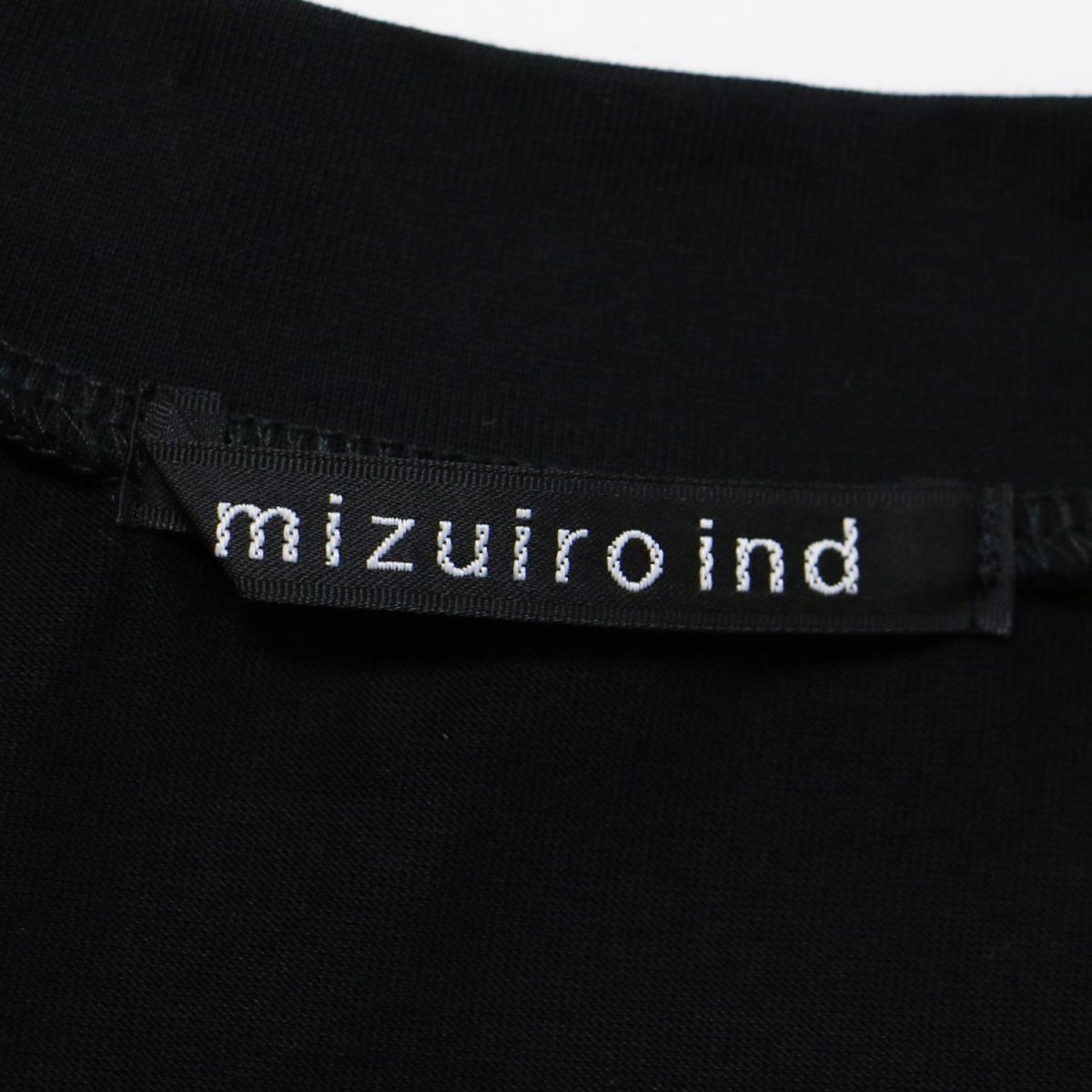 Mizuiroind ミズイロインド ワンピース Tシャツワンピース ブラック 黒 ひざ丈 半袖 クルーネック ロールスリーブ コットン 21春夏 レディース 中古 美品 K3022 3aircadets Ca