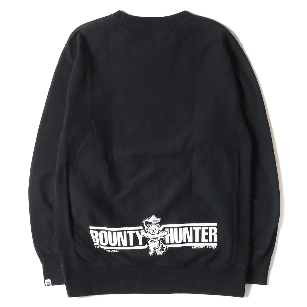 Bounty Hunter バウンティーハンター スウェット T19 イラスト プリント クルーネック スウェット トレーナー 長袖 ブラック L メンズ 中古 K3026 Brandingidentitydesign Com