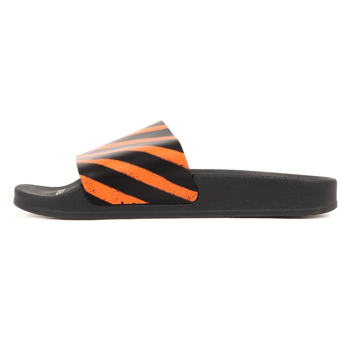 OFF-WHITE オフホワイト スプレー ストライプ スライドサンダル SPRAY STRIPES SLIDER 20SS ブラック 黒 40(25.5cm位) シューズ 【メンズ】【中古】【美品】【K3415】