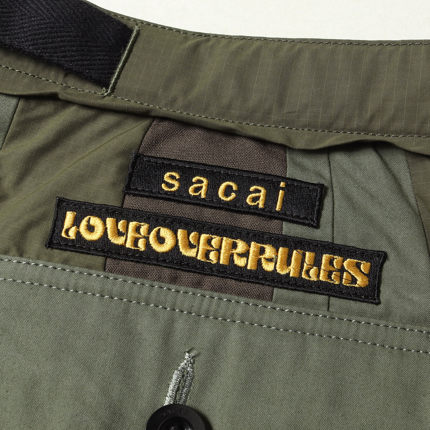 Sacai サカイ パンツ パッチワーク ベルッテッド ポリエステル ウール