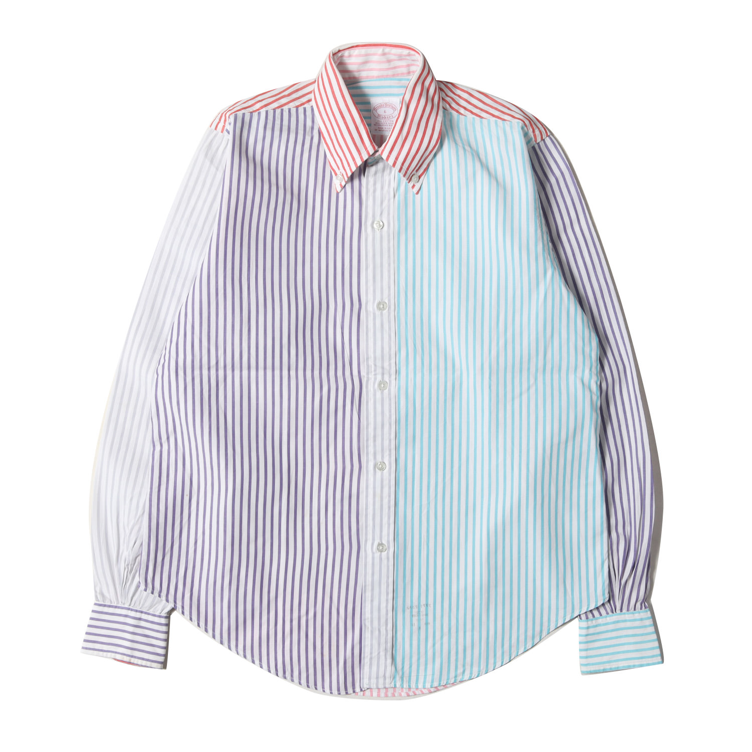 BROOKS BROTHERS ブルックスブラザーズ シャツ サイズ:6(メンズXS位) 90s クレイジー ストライプ ボタンダウン 長袖シャツ USA製 マルチカラー トップス カジュアルシャツ【メンズ】【中古】【K4781】