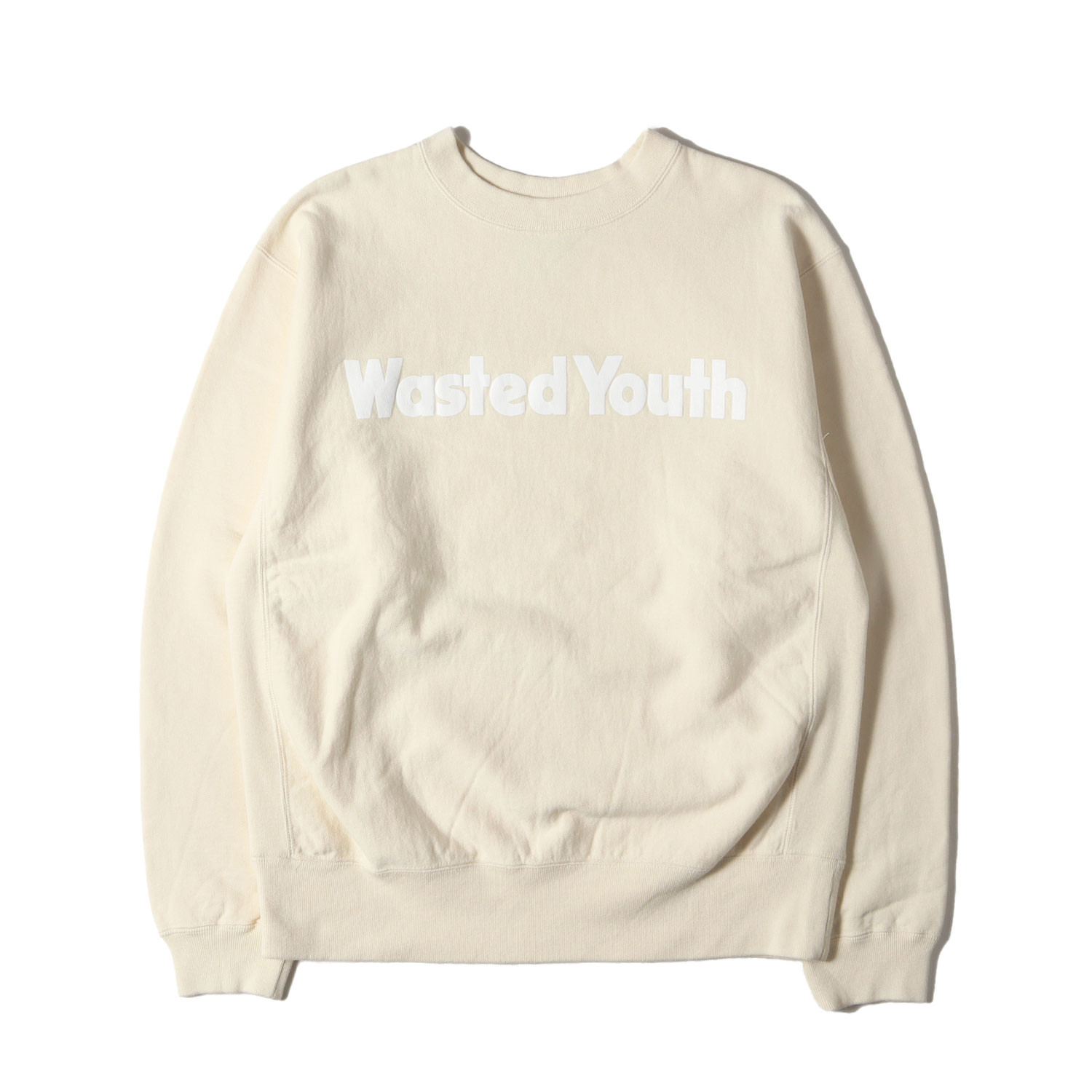 Wasted Youth ウェイステッド 若い衆 汗水 大きさ:M 23SS HUMAN MADE ONLINE STORE制限事項 リバースウィーブ トレーナー SWEAT SHIRT ベージュ トップス 調教師【メンズ】【中古】【美品】【K4839】