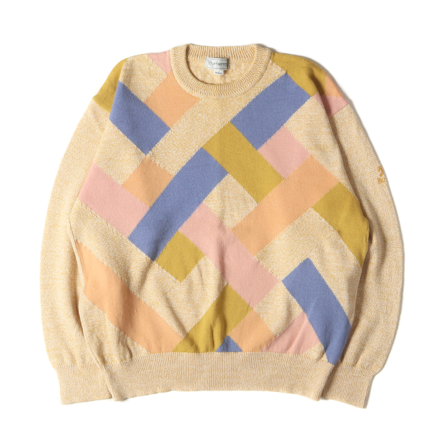 バーバリーブラックレーベル　ケーブルニット　コットン　メンズ　サイズ2　ピンク BURBERRY BLACK LABEL バーバリーブラックレーベル ケーブル