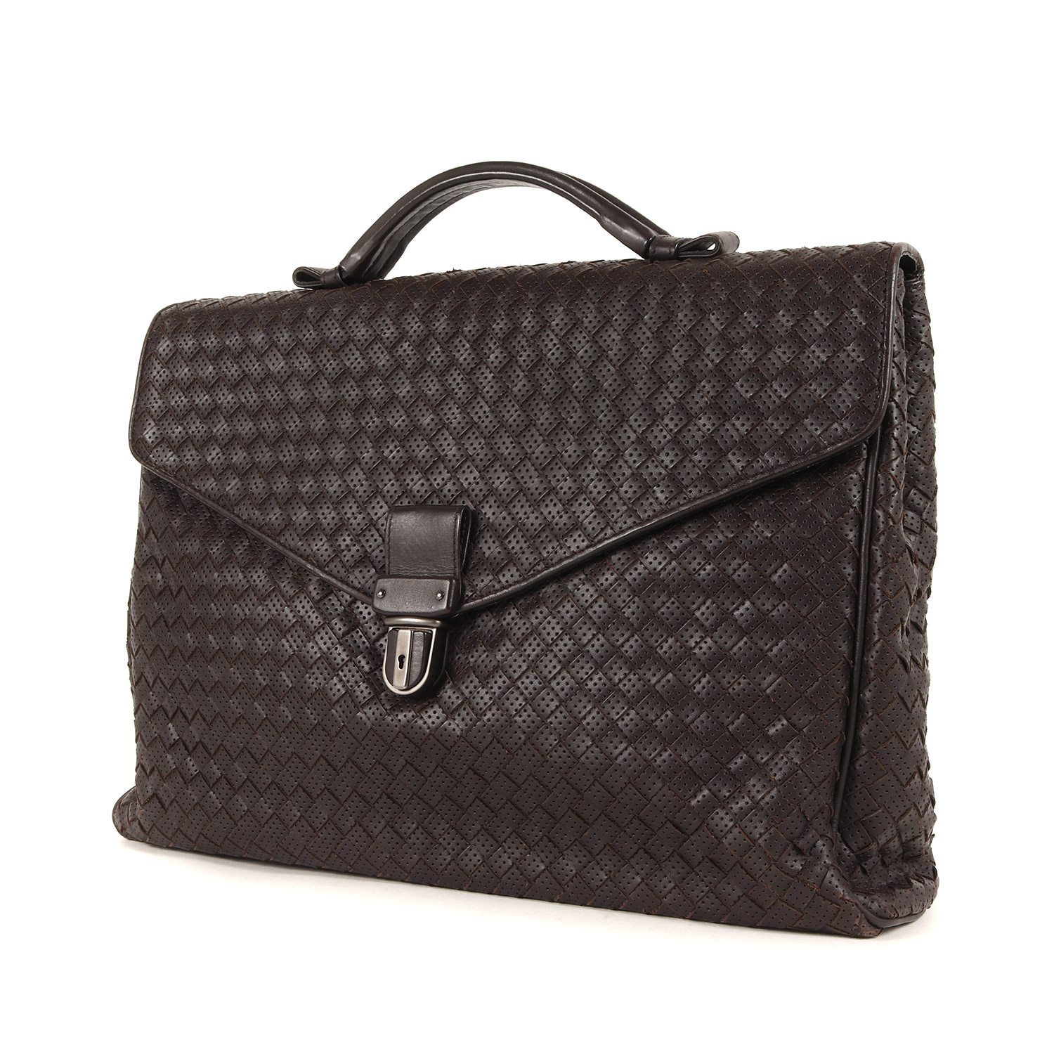 【美品】ボッテガヴェネタ ビジネスバッグ ブリーフケース イントレチャート 茶色 極美品】BOTTEGA VENETA ボッテガヴェネタ ビジネスバッグ