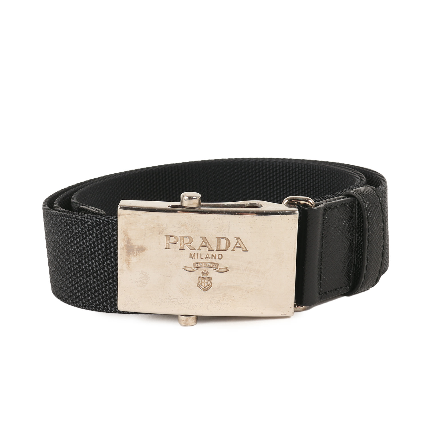 楽天市場】PRADA プラダ サイズ:90/36 ロゴ バックル キャンバス GI 