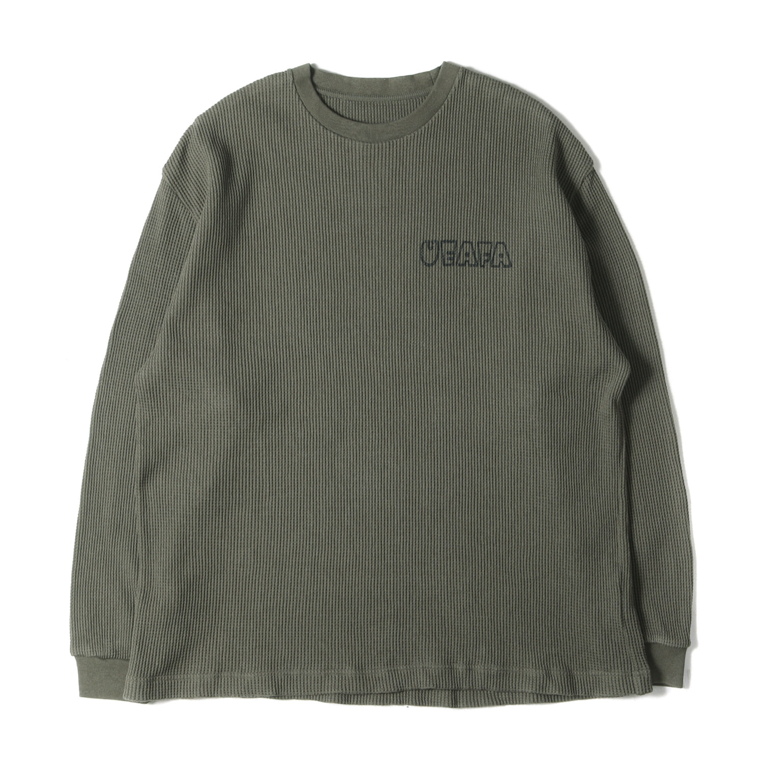 UNIFORM EXPERIMENT ユニフォームエクスペリメント Tシャツ サイズ:4 24SS ワッフル バギー ロングスリーブ Tシャツ (UEAFA WAFFLE L/S BAGGY TEE) カーキ トップス カットソー 長袖【メンズ】【中古】【K4746】