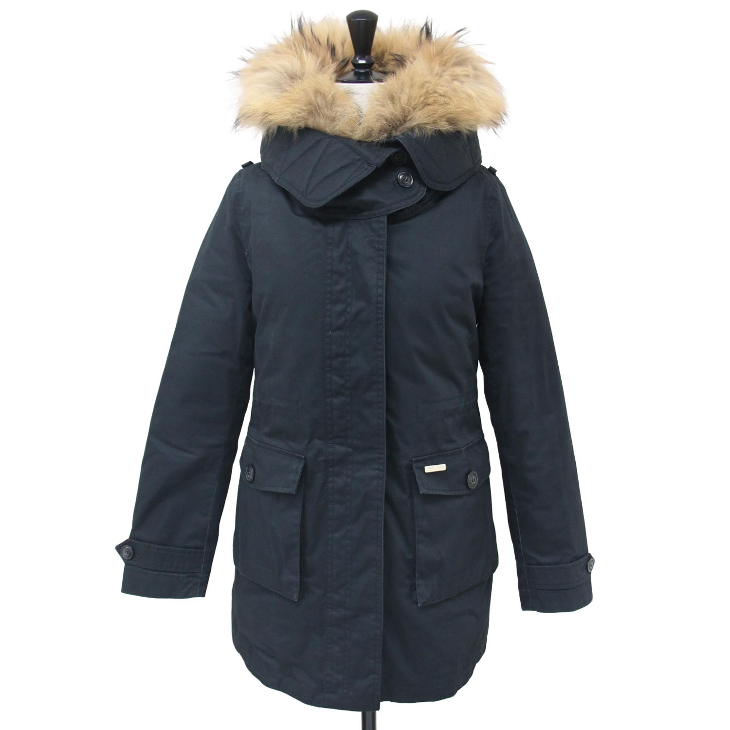 美品　ウールリッチ　ダウンコートジャケット　黒　XS ラビットファー WOOLRICH 美品 ウールリッチ 現行紺タグ 1502259 ラビット