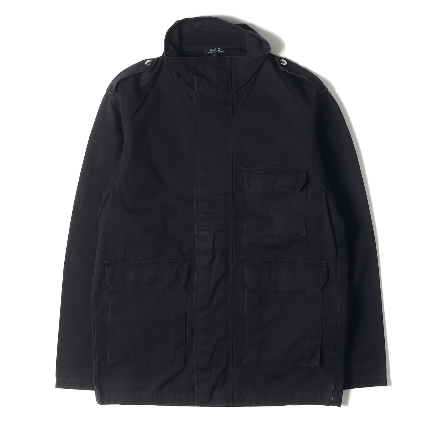 ジャケット・アウター A.P.C. Wool Serge PeaCoat Made in France Serge Boiled Wool Peacoat Black – Meta Campania Collective