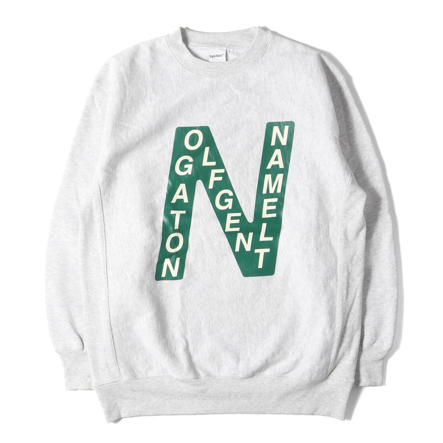 Captains Helm Tokyo キャプテンズヘルム 流汗 大きさ:L / 23SS GOLF Nロゴタイプ 労働者の一団素っ首 トレーナー (INITIAL N CREW SWEAT) / しろがね色 / トップス 調教師 ティーシャツ【メンズ】【中古】【K4746】