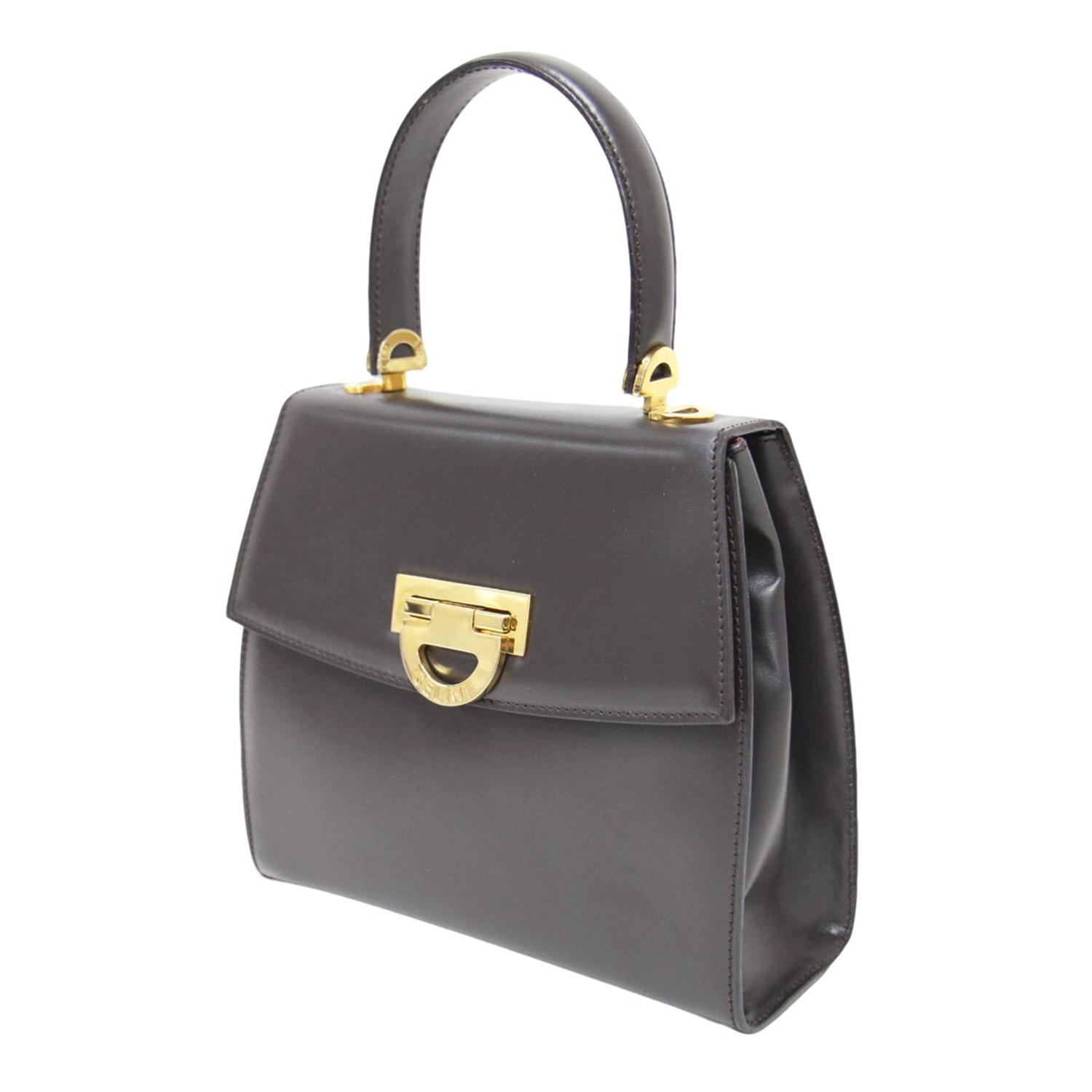 CELINE セリーヌ　レザー ガンチーニ 　ハンドバッグ　黒　レディース CELINE セリーヌ ガンチーニ トグルチェーン レザー ケリー
