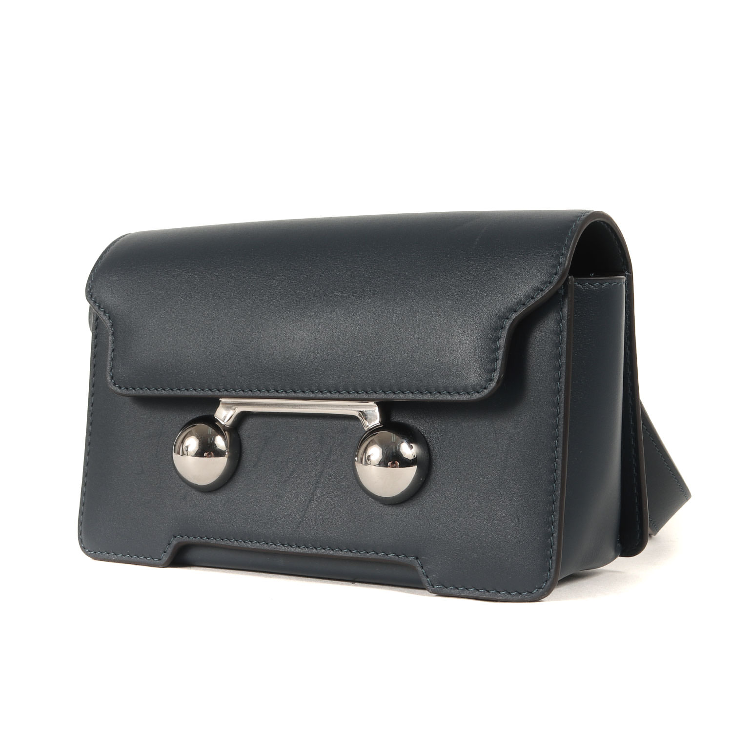 MARNI マルニ 付け届け青写真 なめし革 クロスボディバッグ (Trunkaroo MUMQ0022U0P694800B98) / ナイト爵青色 / イタリア製 / ブランド名 鞄【メンズ】【中古】【美品】【K4837】