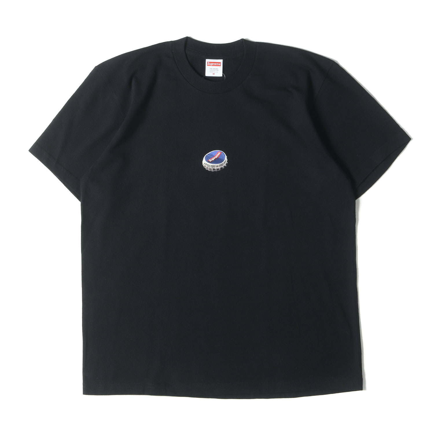 Supreme シュプリーム ティーシャツ 大いさ:M / 壜旗がしら 労働者の一団のど首 ティーシャツ (Bottle Cap Tee) / 黒いこと 黒 / トップス カットソー 半袖【メンズ】【K4811】 Tシャツ・カットソー-トップス