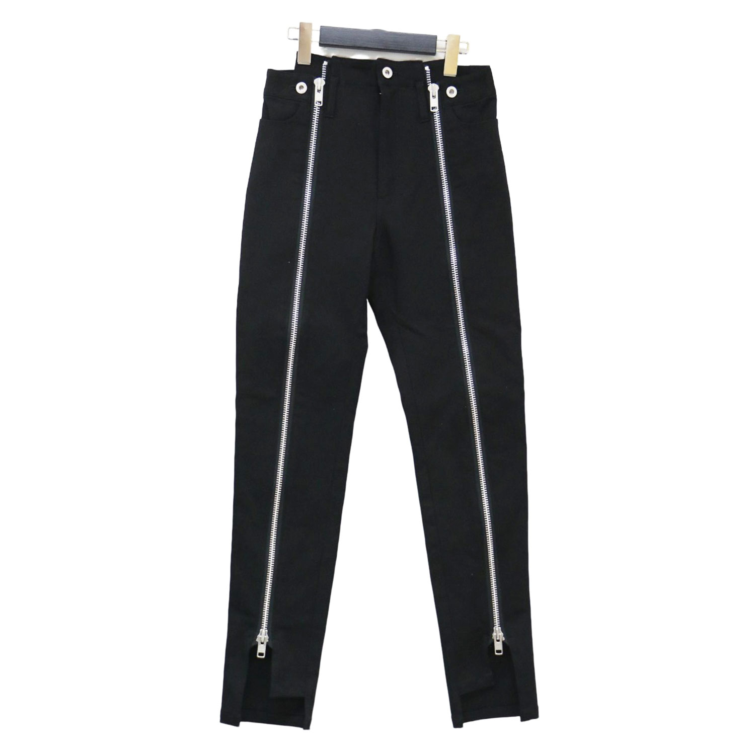 LIMI feu リミ フゥ パンツ ブラック 黒 サイズ:2 M / ストレッチ スキニー ジップ パンツ / Stretch Drill Skinny Zip Pants スリム コットン / ボトムス ズボン / 日本製 【レディース】【中古】【美品】【K4777】