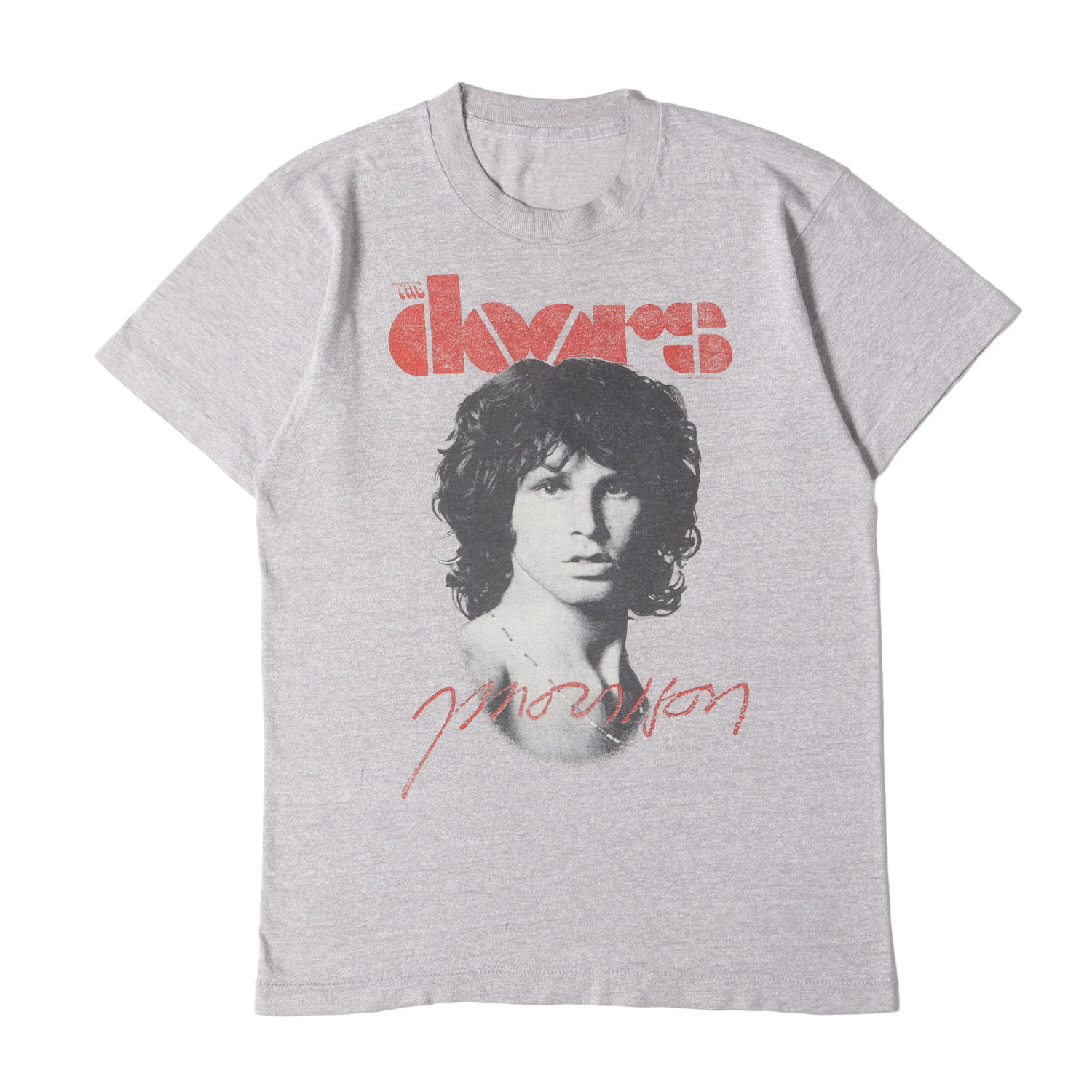 Vintage Music Item / 80s The Doors Jim Morrison プルオーバー / ヘザーグレー / 大きさ:事細やかに引き合い(M位) / 80年月日 ヴィンテージ 古着 / トップス カットソー 半袖【メンズ】【中古】【K4840】