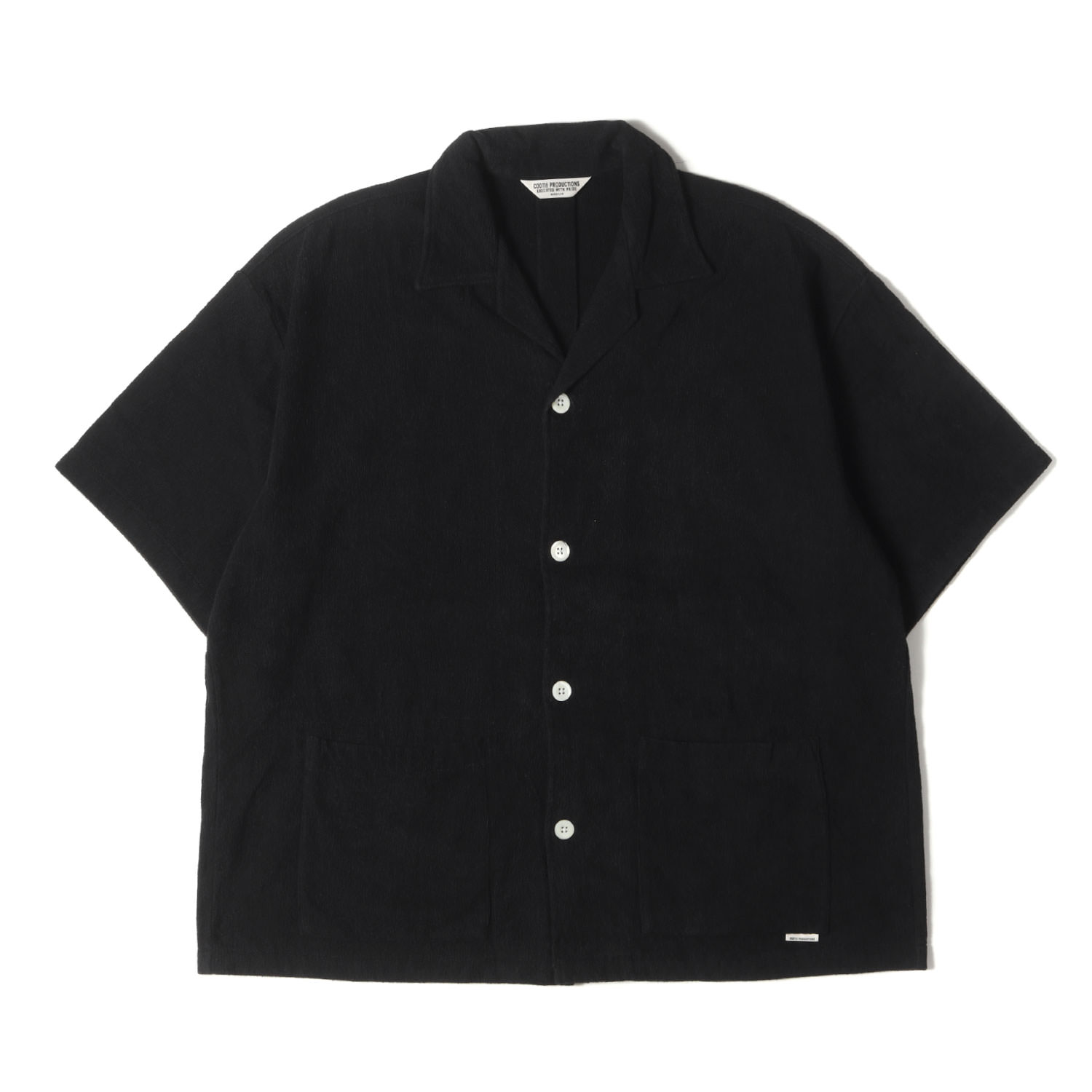 COOTIE クーティー シャツ サイズ:M / 22SS ストレッチ パイル オープンカラー 半袖 シャツ (Pile Open Collar S/S Shirt) / ブラック 黒 / トップス カジュアルシャツ 【メンズ】【中古】【美品】【K4774】