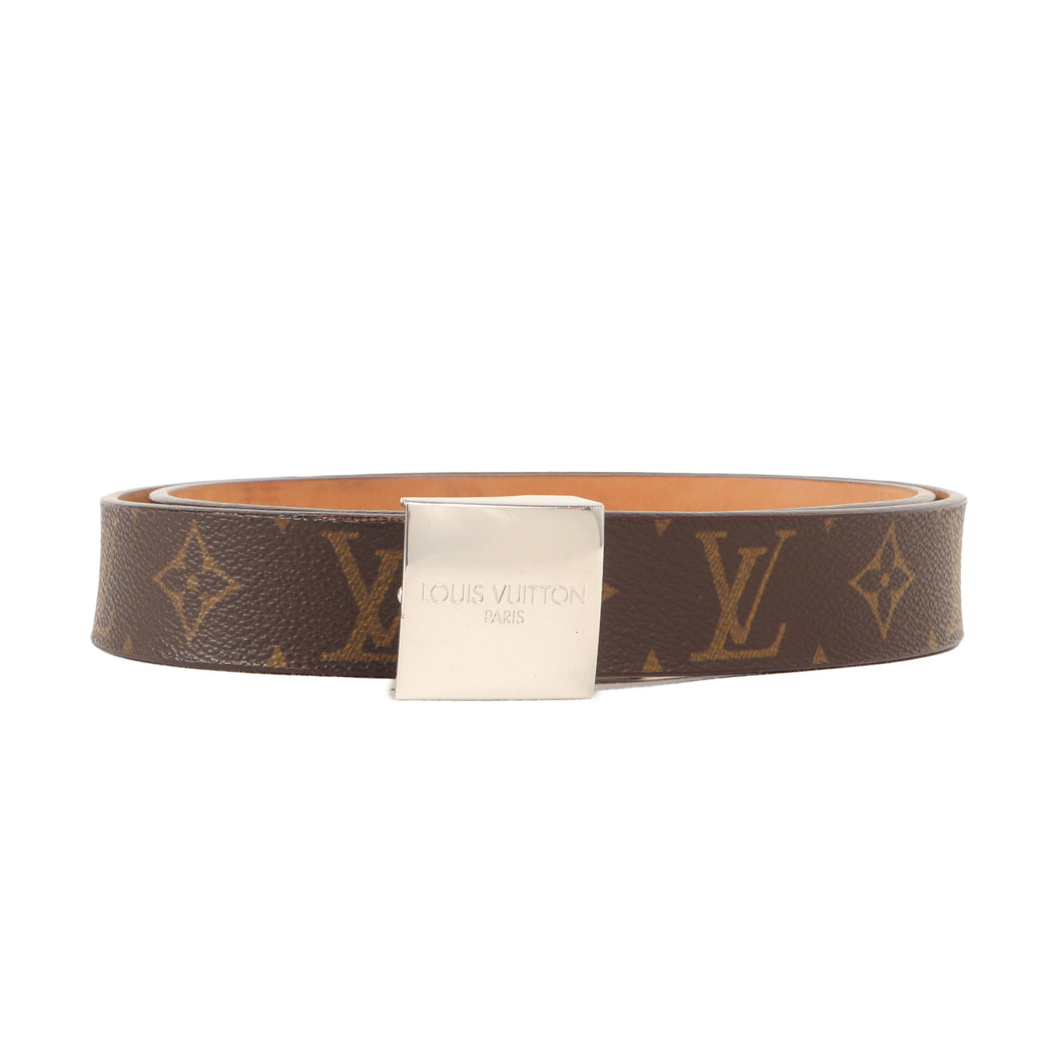 LOUIS VUITTON ブラウンレザーベルト Louis Vuitton レザー ベルト 85cm - メルカリ