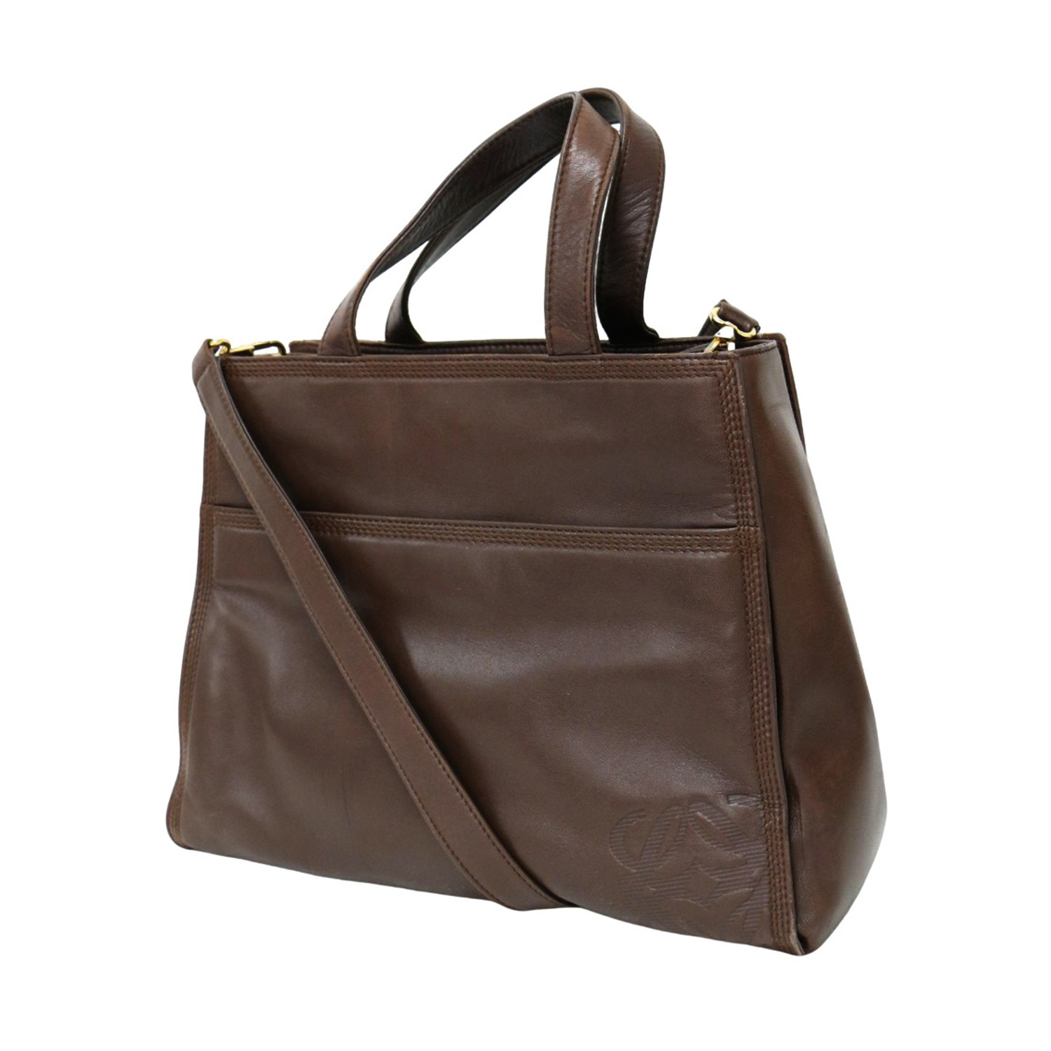 新品 ロエベ シェル トートバッグ アナグラム レザー ブラウン ハンドバッグ LOEWE(ロエベ) アナグラムトートバッグ ブラウン サイズ ONESIZE