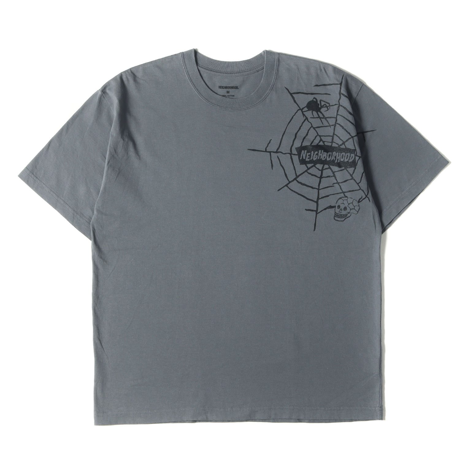 NEIGHBORHOOD ネイバーフッド Tシャツ サイズ:M / 23SS スパイダーウェブ グラフィック クルーネック Tシャツ / チャコール / トップス カットソー 半袖【メンズ】【中古】【K4792】