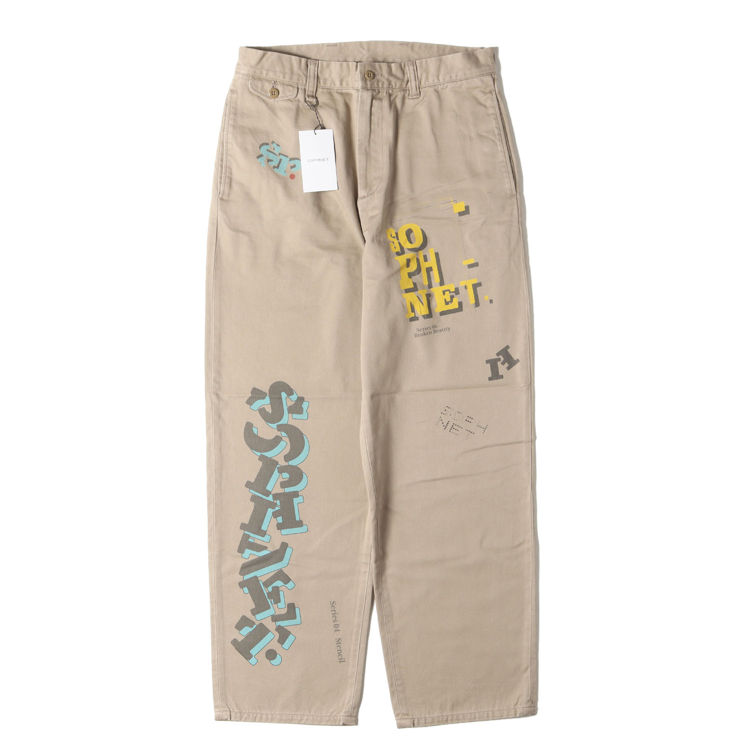 SOPHNET ソフネット パンツ サイズ:M / 25SS SIMON TAYLOR グラフィック チノパンツ (LOGO CHINO PANTS) / ベージュ / ボトムス ズボン / コラボ【メンズ】【K4780】