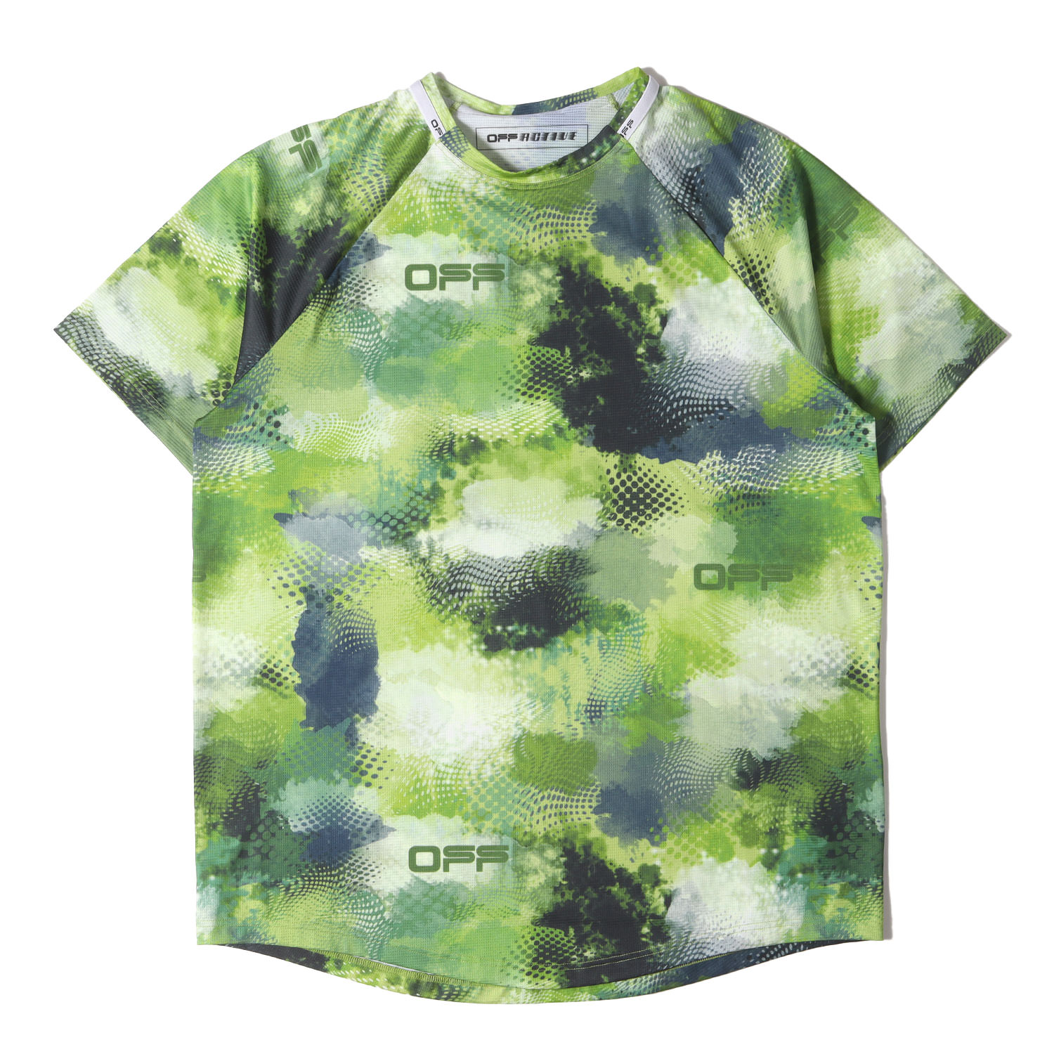 OFF-WHITE オフホワイト Tシャツ サイズ:XL / 21SS カモフラージュ ストレッチジャージー アクティブ Tシャツ / グリーン 迷彩 / トップス カットソー 半袖【メンズ】【中古】【美品】【K4780】
