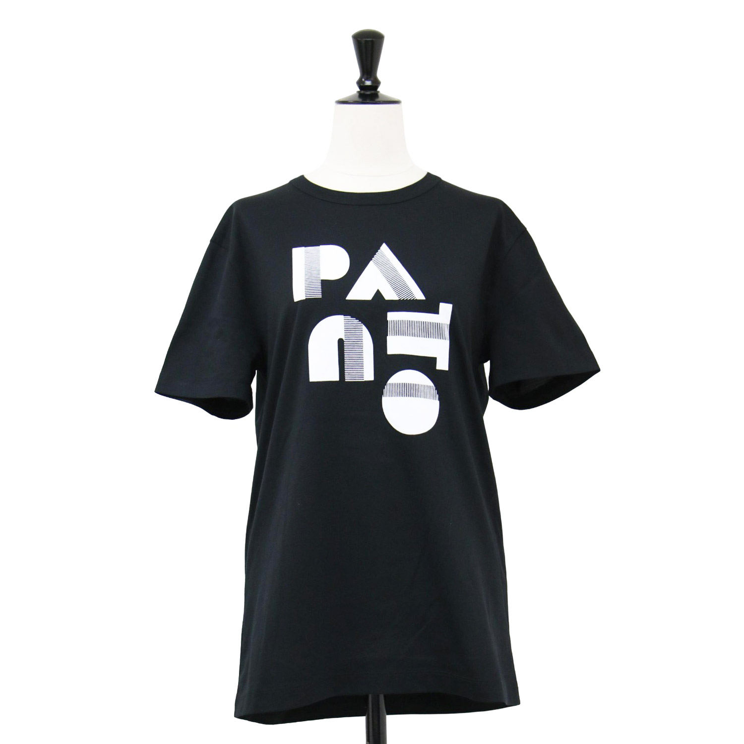 美品　PATOUオーガニックコットンメダイヨンロゴ刺繍クロップドフーディーXS黒 PATOU (パトゥ) 裏毛 オーガニックコットン メダイヨンロゴ