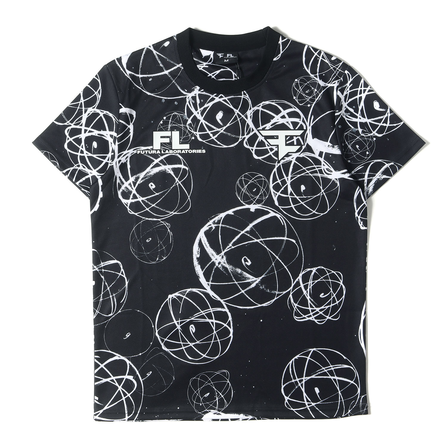 FUTURA LABORATORIES フューチュララボラトリーズ Tシャツ サイズ:M / 22AW FAZE CLAN アトミックサークル柄 ゲームシャツ / ブラック 黒 / トップス カットソー 半袖【メンズ】【K4773】