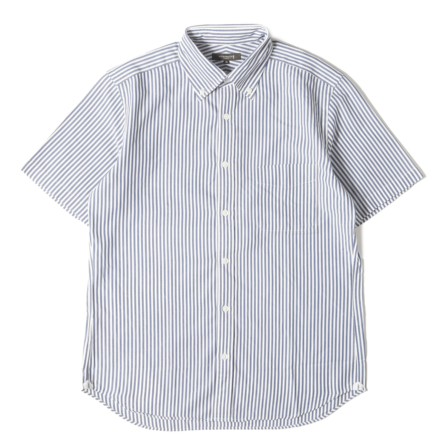 MACKINTOSH LONDON マッキントッシュ ロンドン シャツ サイズ:38 / ストライプ ボタンダウン 半袖 シャツ / ネイビー ホワイト / トップス カジュアルシャツ【メンズ】【中古】【美品】【K4779】