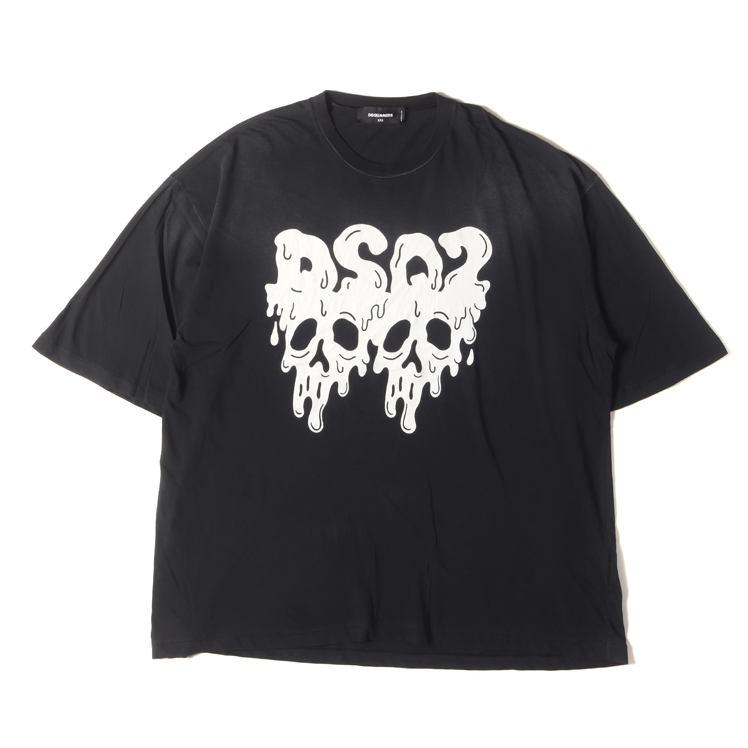 DSQUARED2 ディースクエアード ティーシャツ 大きさ:XXS / 23SS フェイド ヴィンテージ工業 グラフィック スカル ロゴタイプ ティーシャツ (F75GD0339 S21600) / 濃灰色黒いこと / イタリア製 / トップス カットソー 半袖【メンズ】【中古】【美品】【K4838】