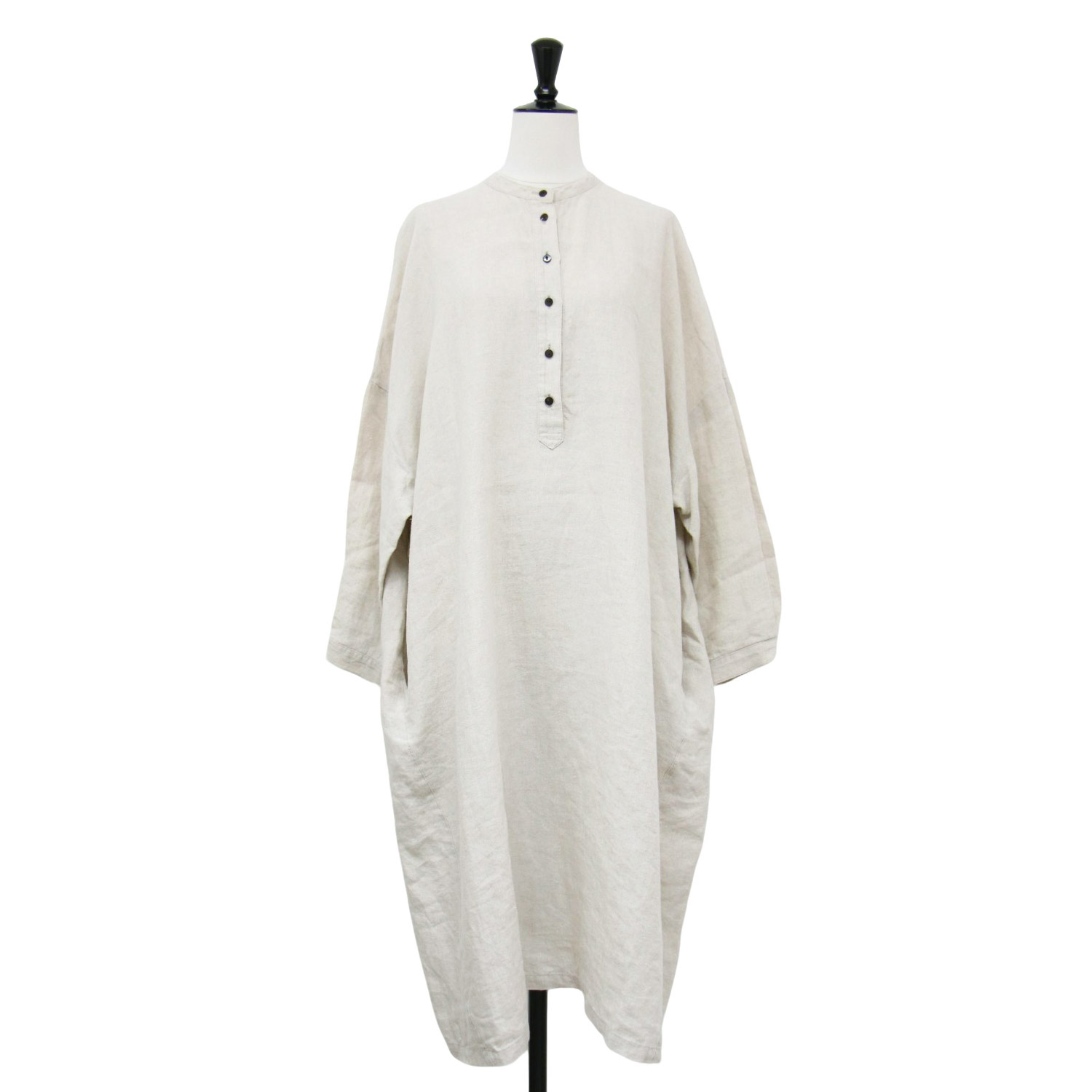 楽天市場】シャトルリネンバンドカラーワイドワンピース（ブラック