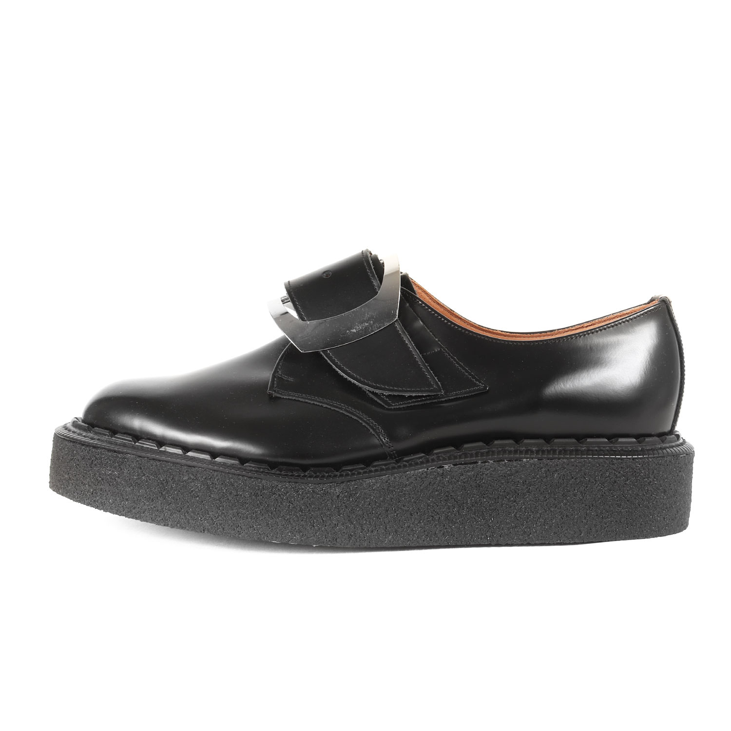 COMME des GARCONS HOMME PLUS コムデギャルソン オムプリュス ブラック 黒 サイズ:UK10(28.5cm相当) | 24AW GEORGE COX バックル モンク レザー クリーパー ドレス シューズ (Platform Brogue PN-K103) | コラボ 靴 ラバーソール【メンズ】【K4746】