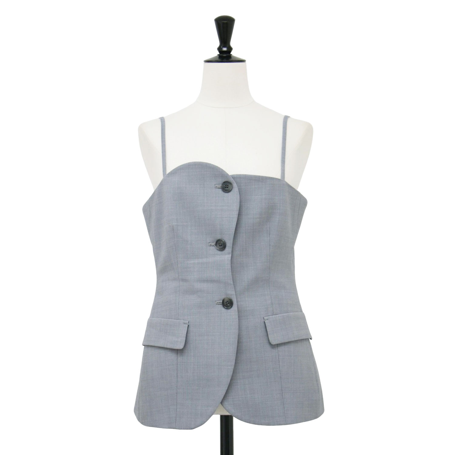LE CIEL BLEU ルシェルブルー ビスチェ グレー サイズ:36(S) | 24春夏 ウェーブフロント ビスチェ | Wave Front Bustier | キャミソール ウール | 日本製 | トップス【レディース】【中古】【美品】【K4777】