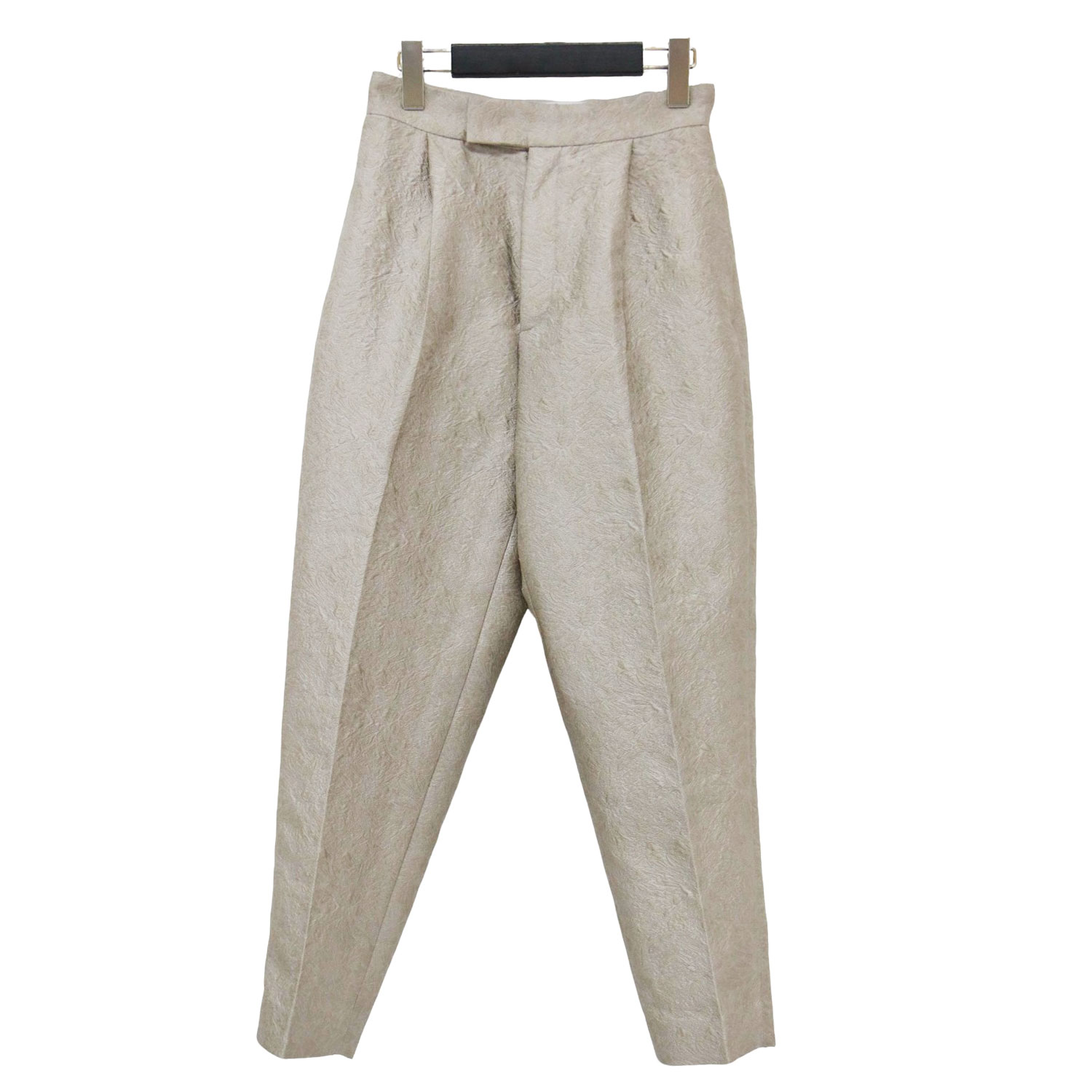 esteta エステータ パンツ グレージュ サイズ:34(XS) | 25春夏 シャイニー ジャカード パンツ | テーパード ハイウエスト センタープレス タック | ボトムス ズボン【レディース】【中古】【K4746】