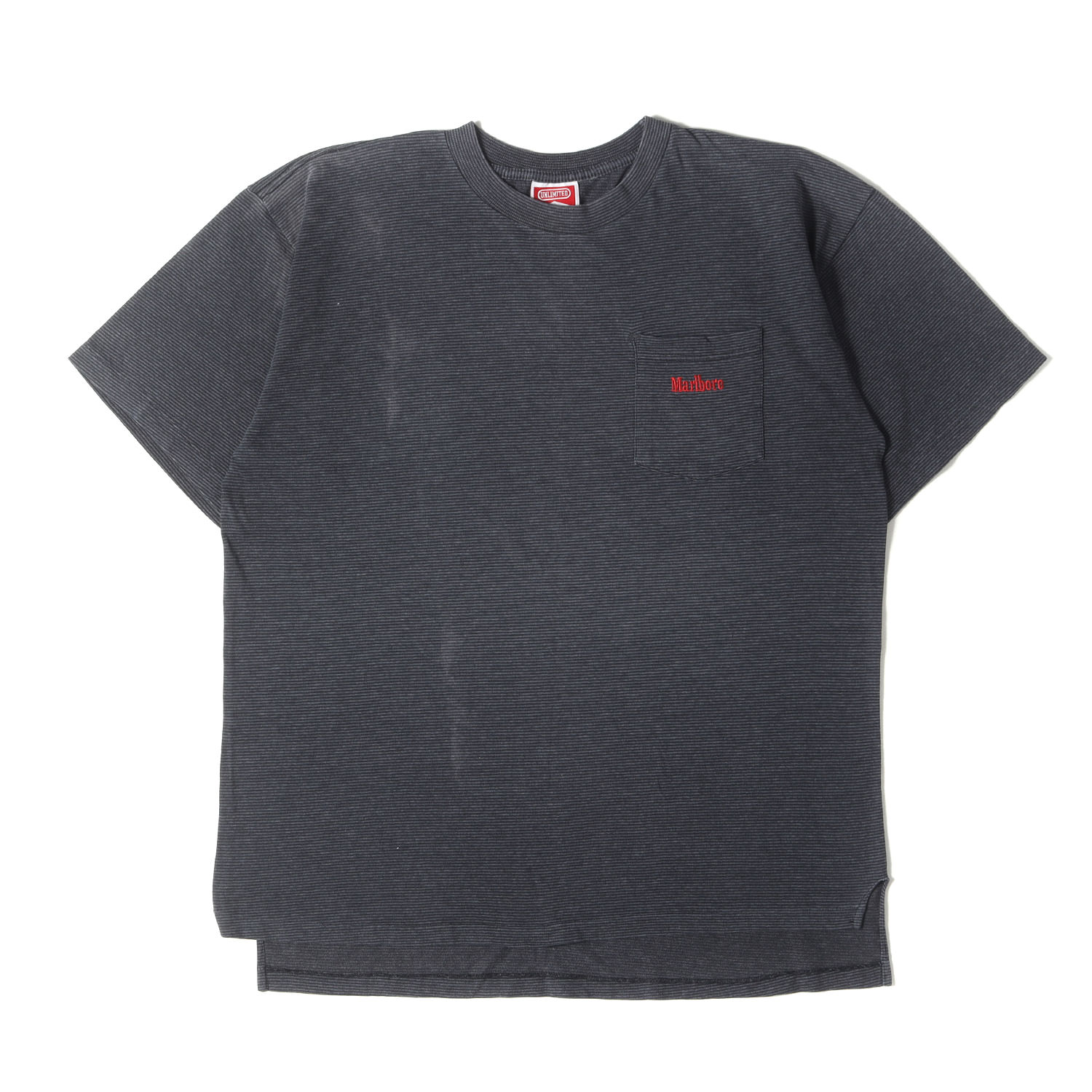 90s - 00s ヴィンテージ古着 | 90s Marlboro ポケット付き ボーダー Tシャツ | マルボロ | ブラック グレー | サイズ:XL程度 | 90年代 | トップス カットソー 半袖【メンズ】【中古】【K4537】