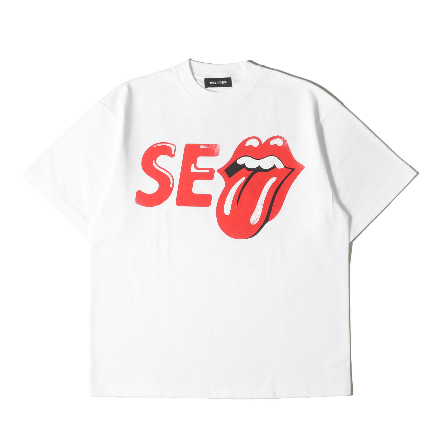 WIND AND SEA ウィンダンシー プルオーバー 白いこと 白 大きさ:M | 25SS The Rolling Stones 上唇\u0026タン ヘビーウェイト 労働者の一団素っ首 プルオーバー (WDS S/S Tee) | トップス カットソー 半袖【メンズ】【中古】【美品】【K4837】
