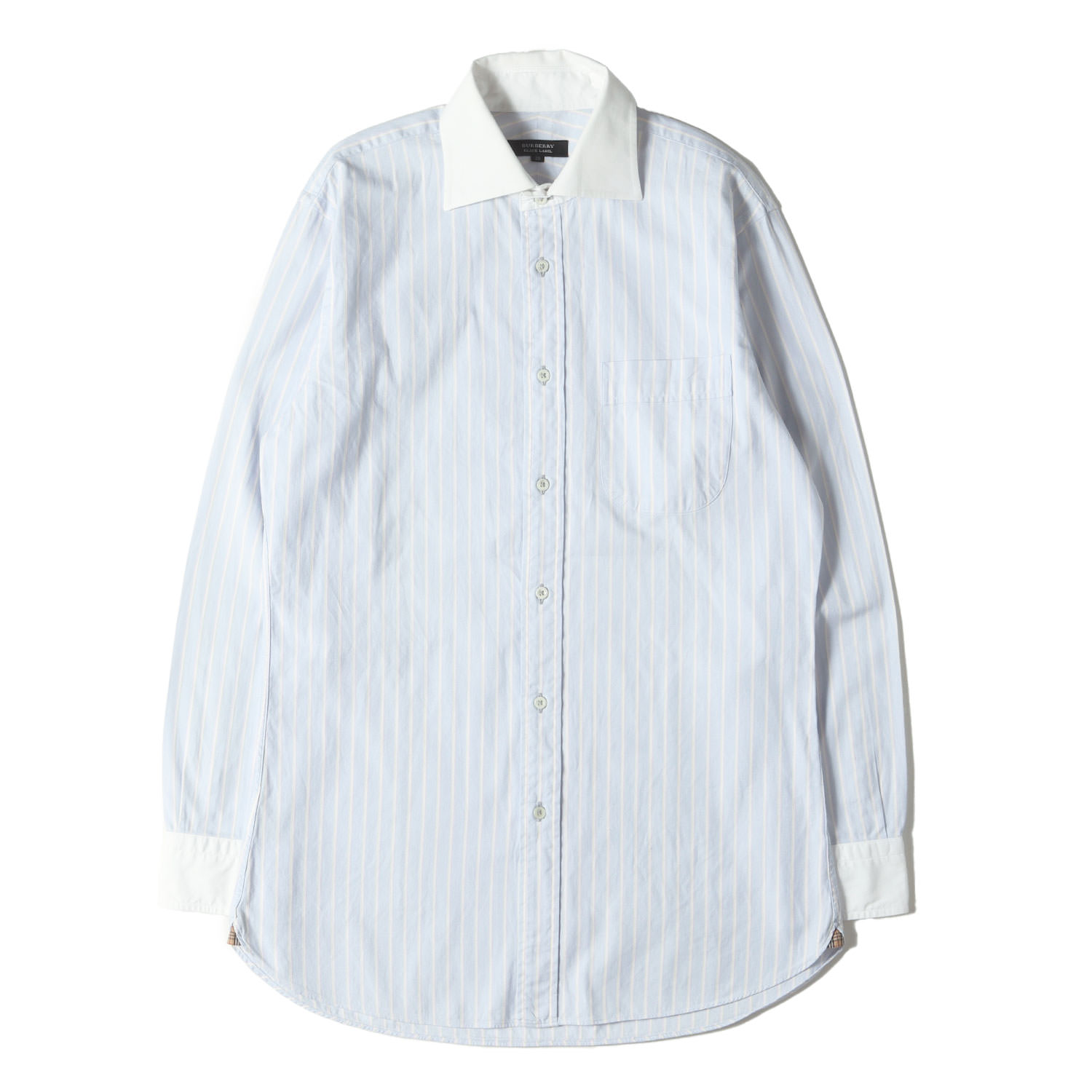 BURBERRY BLACK LABEL バーバリー ブラックレーベル シャツ ライトブルー サイズ:39 | ストライプ オックスフォード クレリックシャツ | トップス カジュアルシャツ 長袖【メンズ】【中古】【K4775】