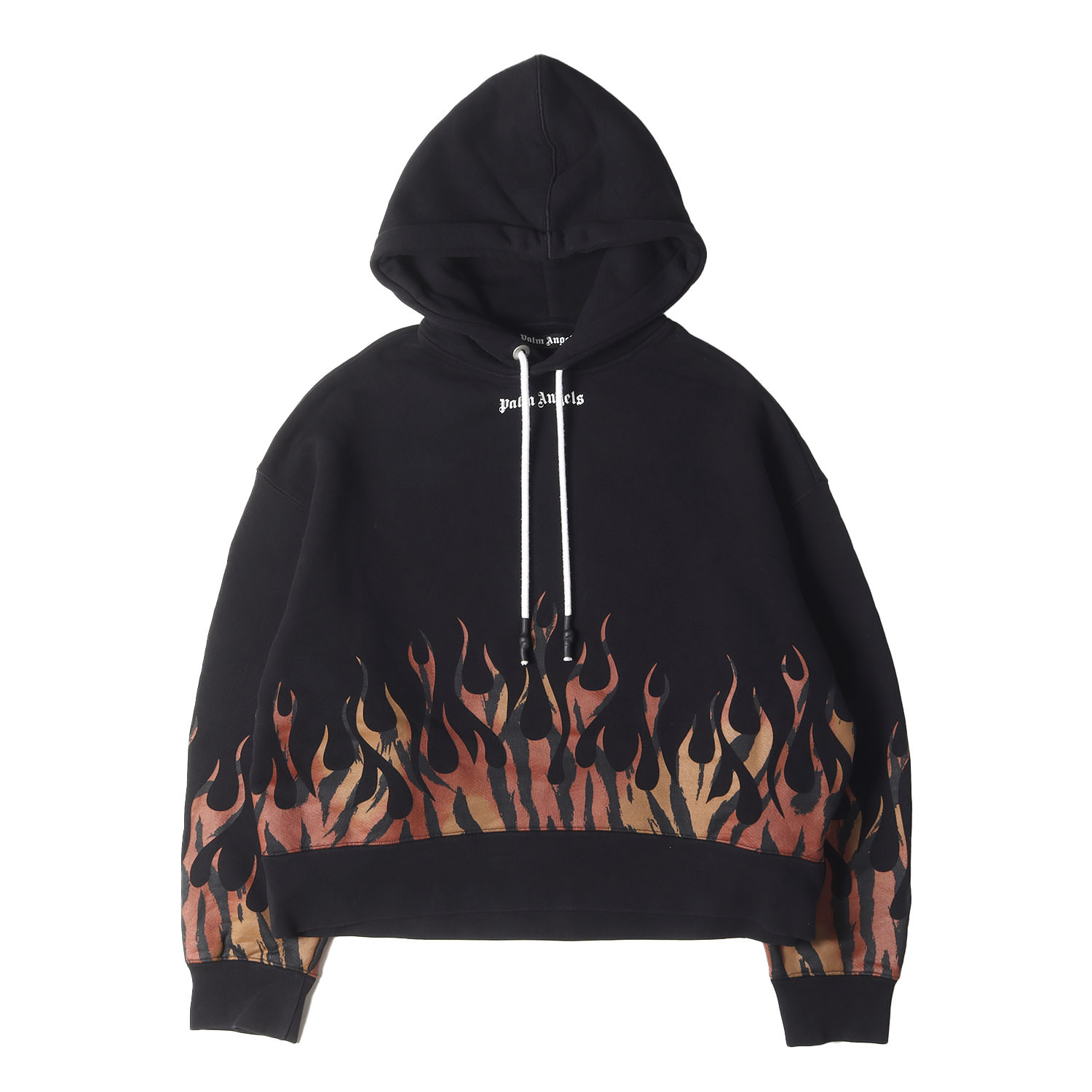 Palm Angels パーム エンジェルス パーカー 黒いこと 黒 大きさ:M | 20AW タイガーフレイム 厚地の外套大きさ 甚だしい スウェットパーカー (TIGER FLAMES HOODIE) | トップス フーディー【メンズ】【中古】【K4828】