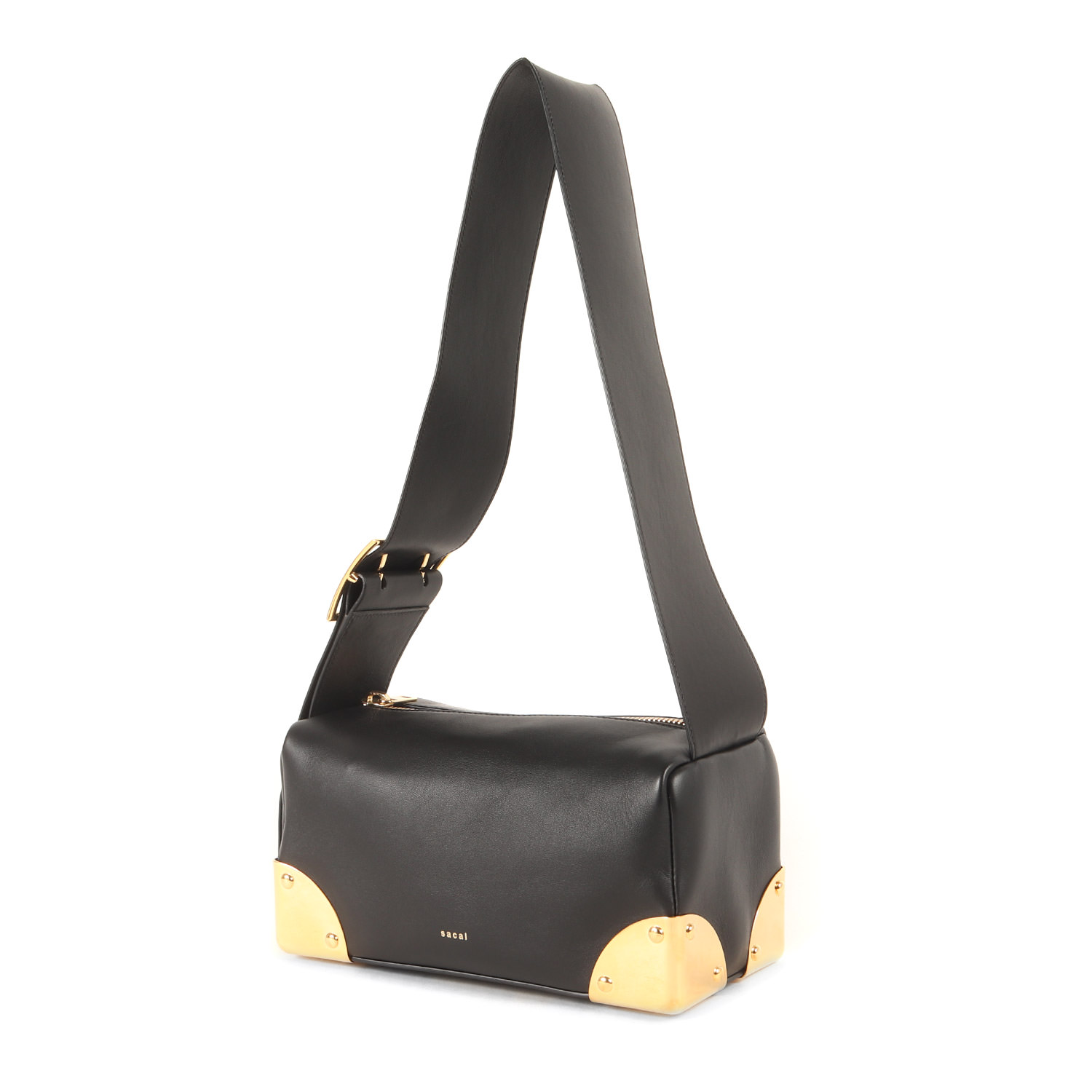 Sacai サカイ バッグ ブラック 黒 | 現行モデル ラムスキン コーナーメタル ショルダー バッグ (Corner Metal Shoulder Bag S155-01) | イタリア製 | ブランド カバン【メンズ】【中古】【K4746】 77,330円