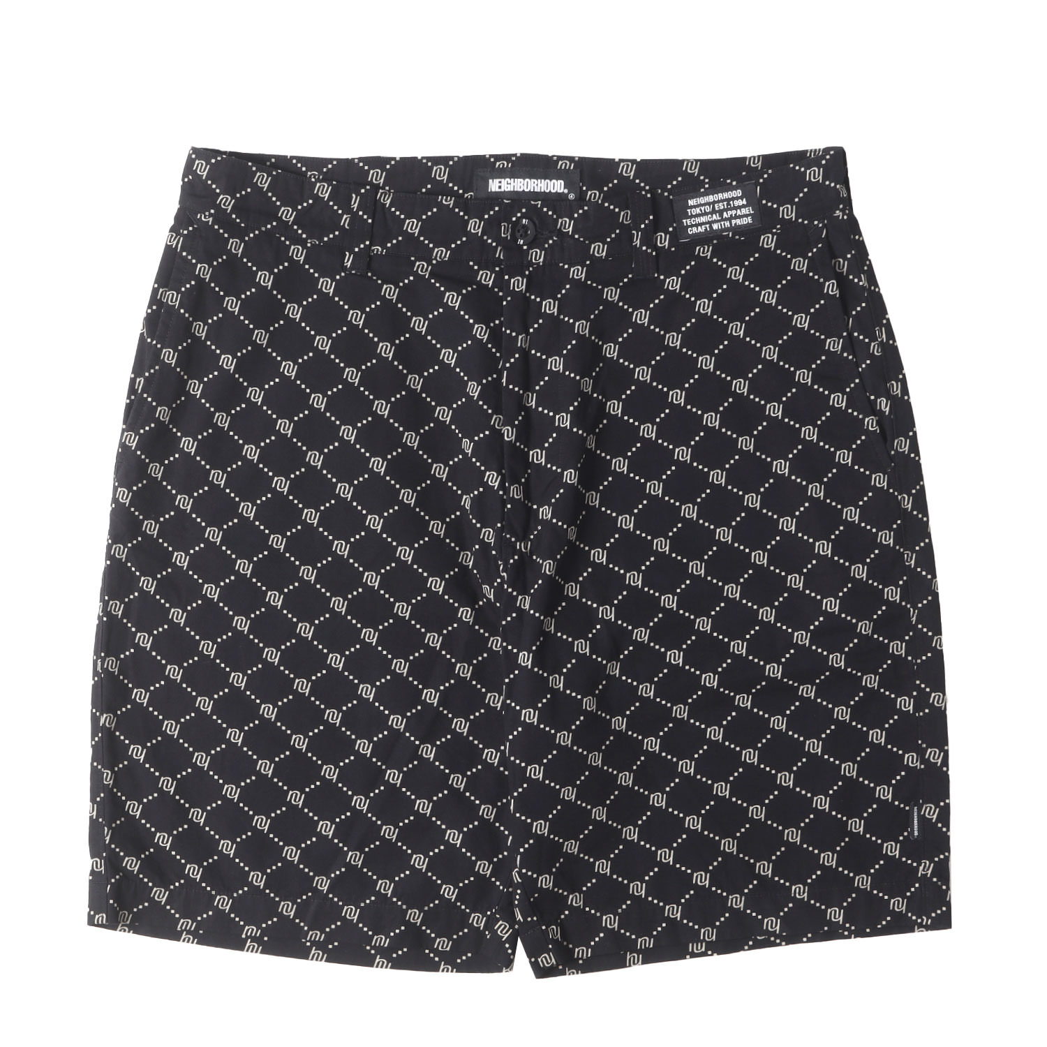 NEIGHBORHOOD ネイバーフッド パンツ ブラック 黒 サイズ:L | 22SS モノグラム コットン ショーツ (MONOGRAM / C-ST) | ボトムス ショートパンツ【メンズ】【中古】【美品】【K4746】