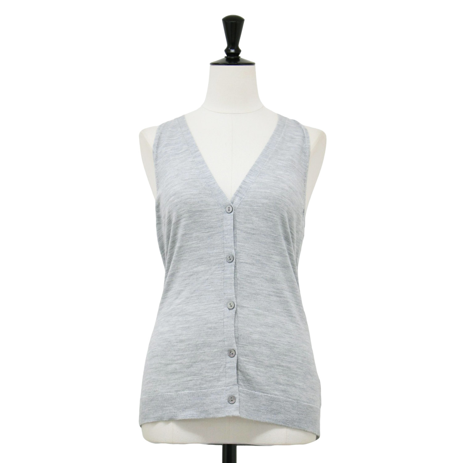 Theory 行動論理 より良い 薄墨色 大きさ:S | 24秋冬 深Vのど首 編み物 より良い | REGAL WOOL SLIM VEST R ジレ ノースリーブ 羊毛 | トップス スウェーター【レディース】【中古】【K4837】