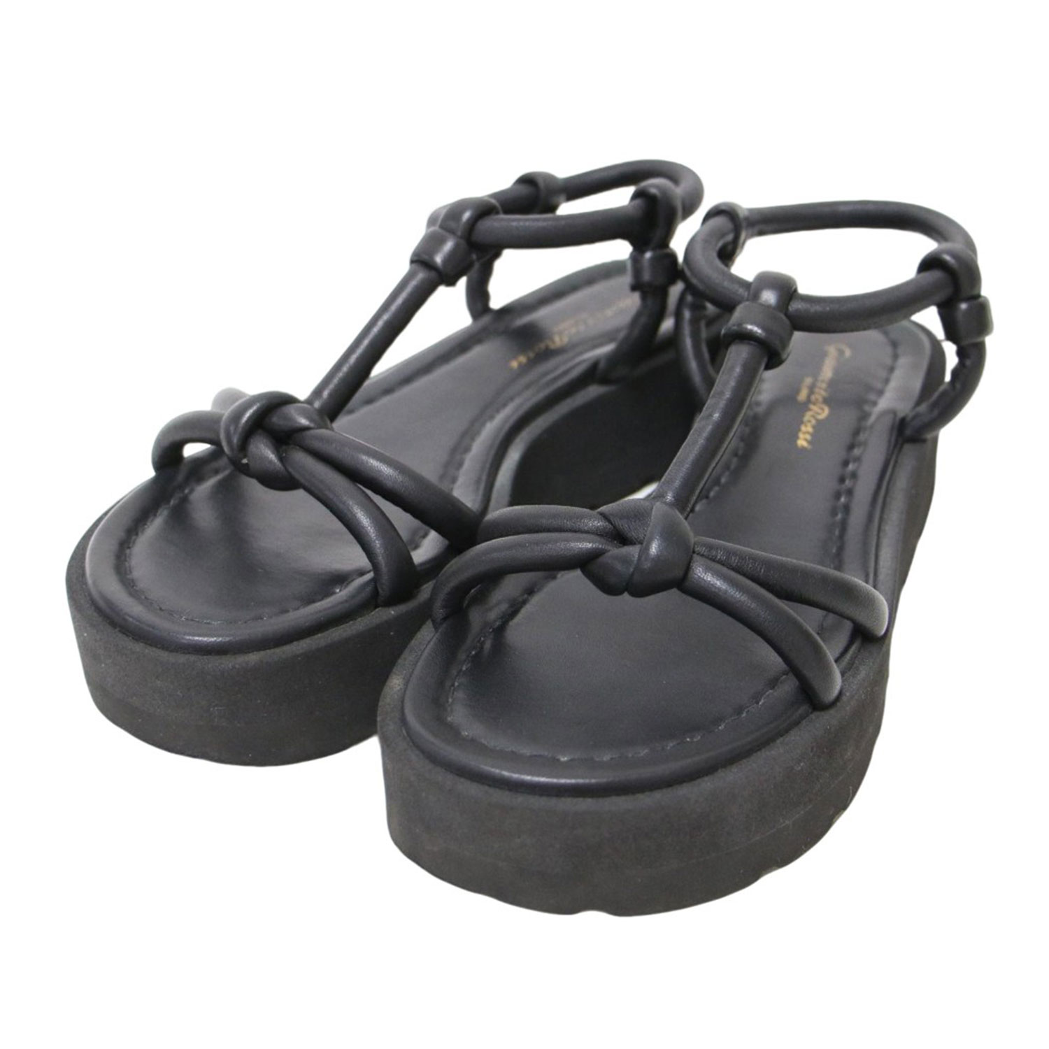 Gianvito Rossi ジャンヴィト ロッシ サンダル ブラック 黒 サイズ:36 1/2(23.5cm) | 24春夏 マリン ナッパレザー サンダル | MARINE NAPPA | フラット ストラップ 厚底 ラバー | イタリア製 | シューズ 靴【レディース】【中古】【K4783】