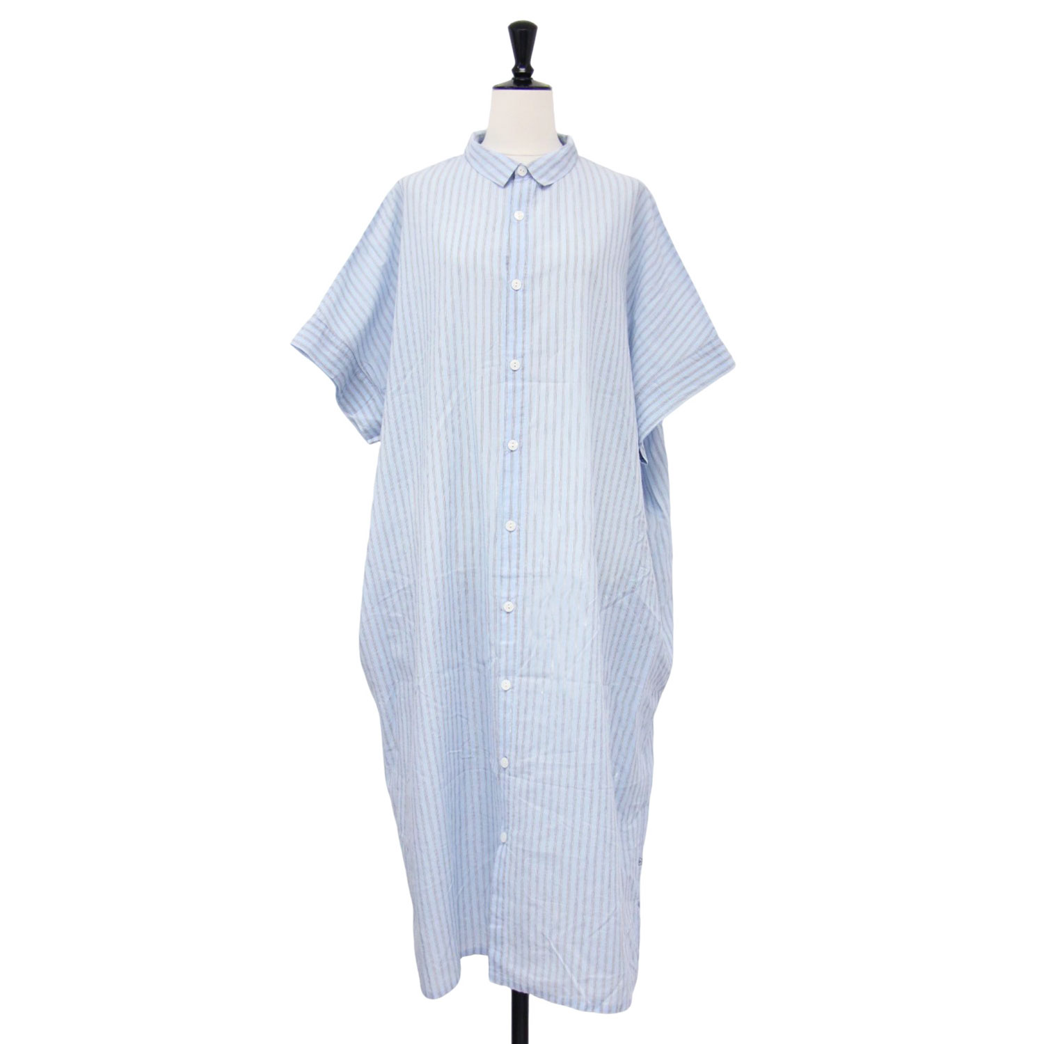 楽天市場】シャトルリネンバンドカラーワイドワンピース（きなり