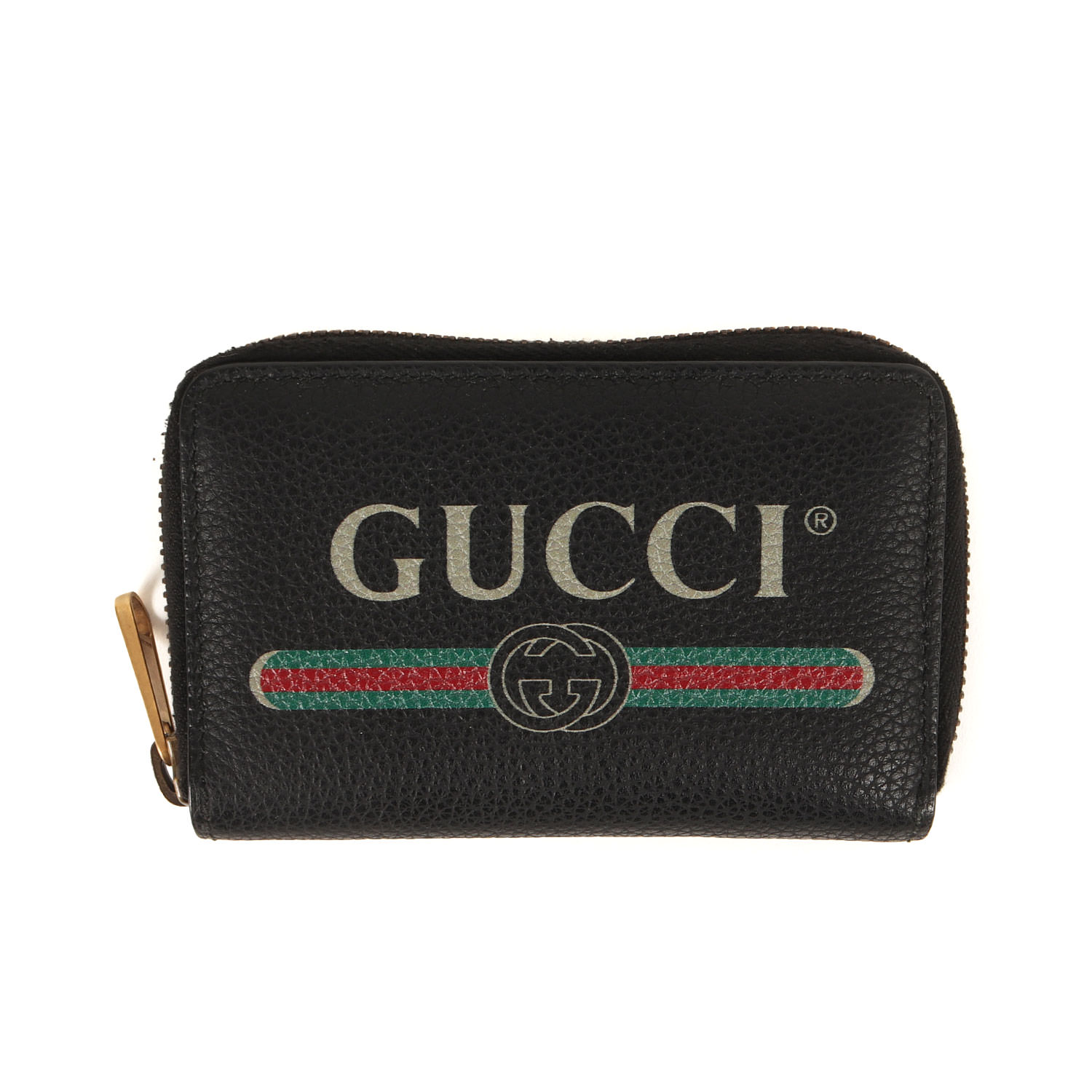 GUCCI グッチ ロゴ レザー ラウンドジップ カードケース (496319) | ブラック 黒 | イタリア製 | ファッション アイテム 小物【メンズ】【中古】【美品】【K4786】